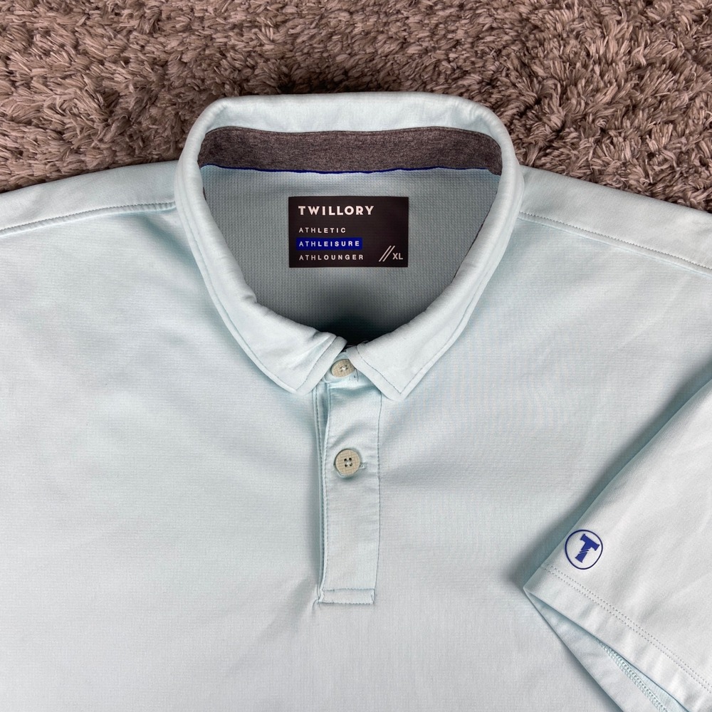 Twillory‎ Polo Shirt Mens XL Light Blue Athleisure Performance Athletic Golf Tee